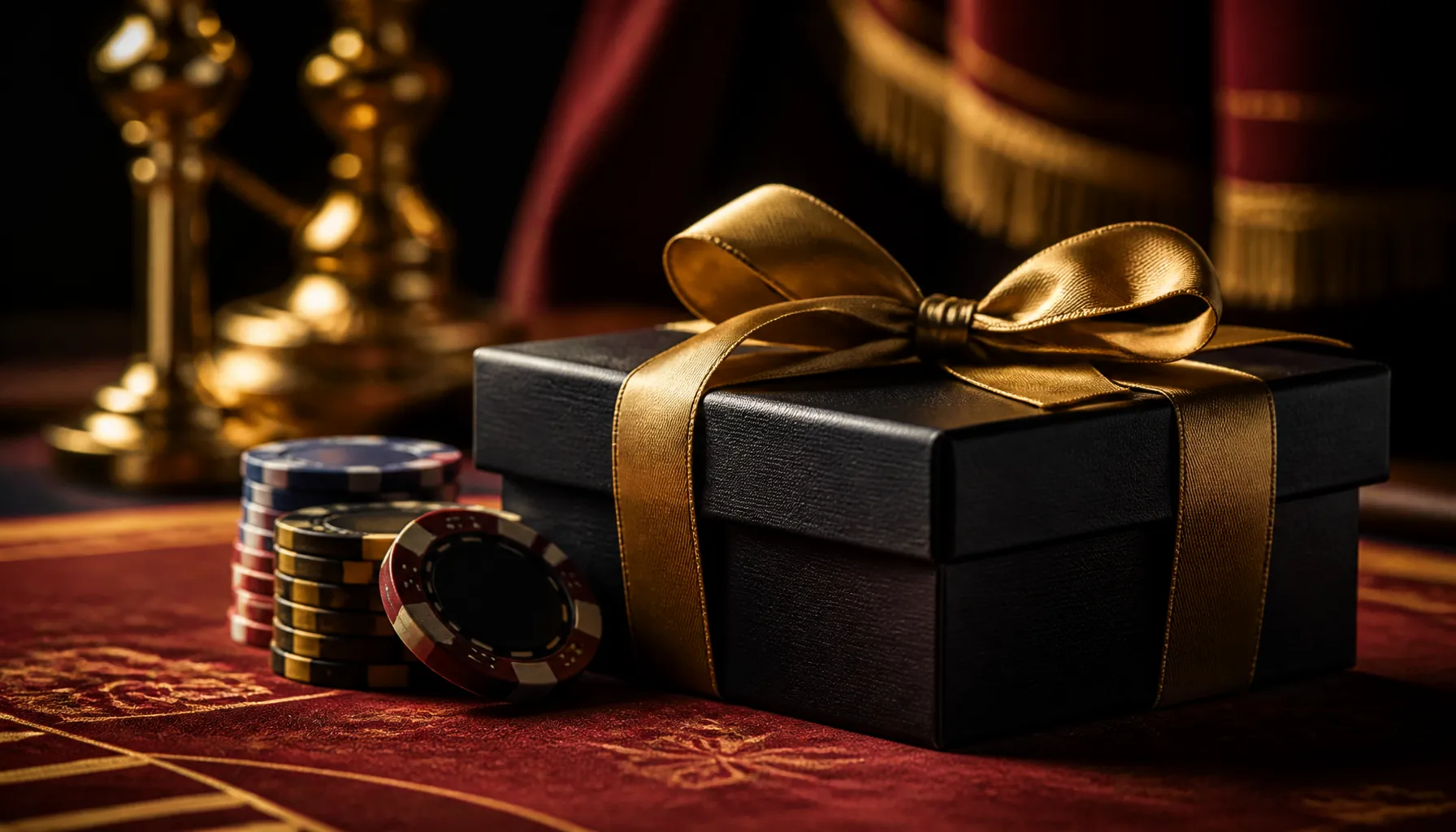Close-up of gleaming gold coins scattered on deep emerald green velvet surface with soft cinematic warm lighting
